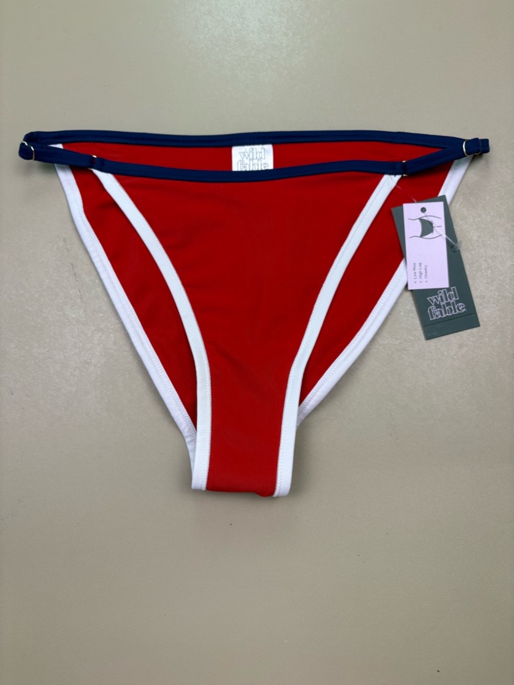 Wild Fable Red Bikini Bottom Small Cheeky Low Rise Adjustable Swim NWT